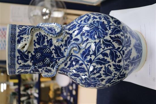 A late 19th century blue and white Chinese dragon vase height 35cm